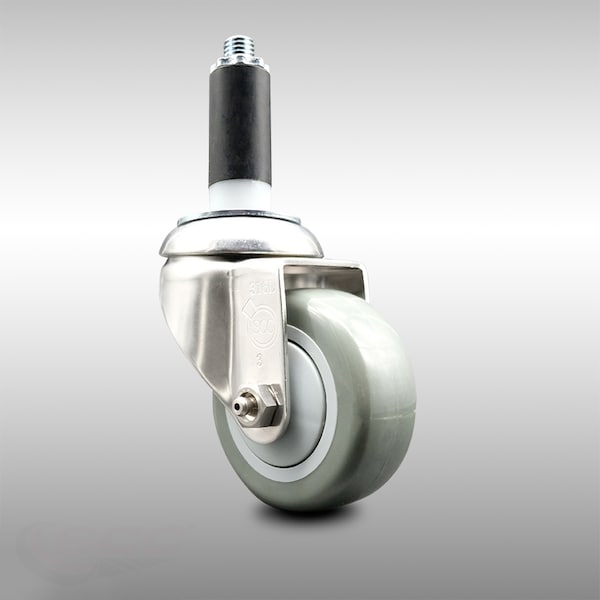Service Caster 3.5 Inch 316SS Gray Polyurethane Wheel Swivel 1 Inch Expanding Stem Caster SCC-SS316EX20S3514-PPUB-1 - main